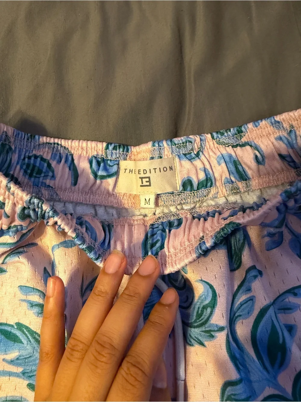 The Edition Floral Blue Print Mens Drawstring Shorts